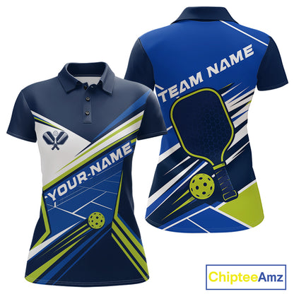 Custom Blue And Green Pickleball Team Jersey, Pickleball Women Polo Shirt IPHW11888