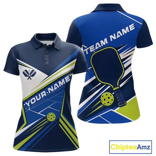 Custom Blue And Green Pickleball Team Jersey, Pickleball Women Polo Shirt IPHW11888