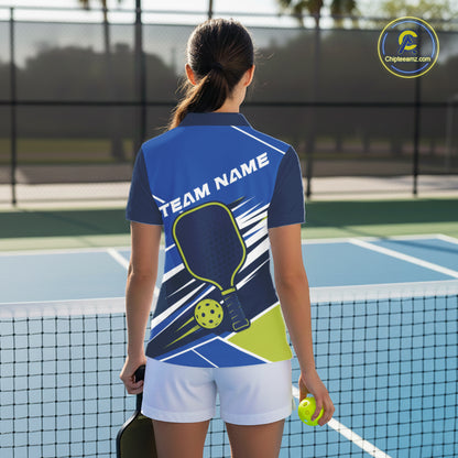 Custom Blue And Green Pickleball Team Jersey, Pickleball Women Polo Shirt IPHW11888
