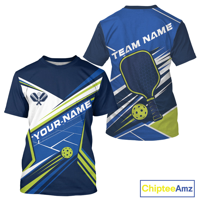 Custom Blue And Green Pickleball Team Jersey, Pickleball Men T-Shirts IPHW11888