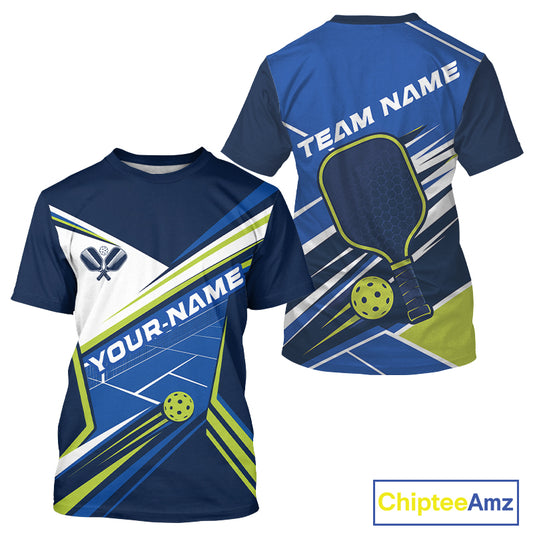 Custom Blue And Green Pickleball Team Jersey, Pickleball Men T-Shirts IPHW11888