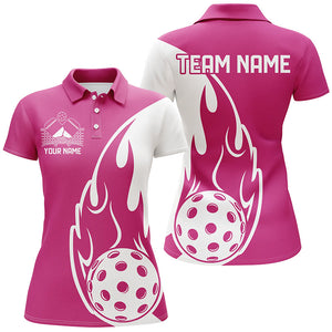 Custom Pink Flame Pickleball Shirts For Women, Pickleball Team Uniform Women'S Outfit IPHW7451