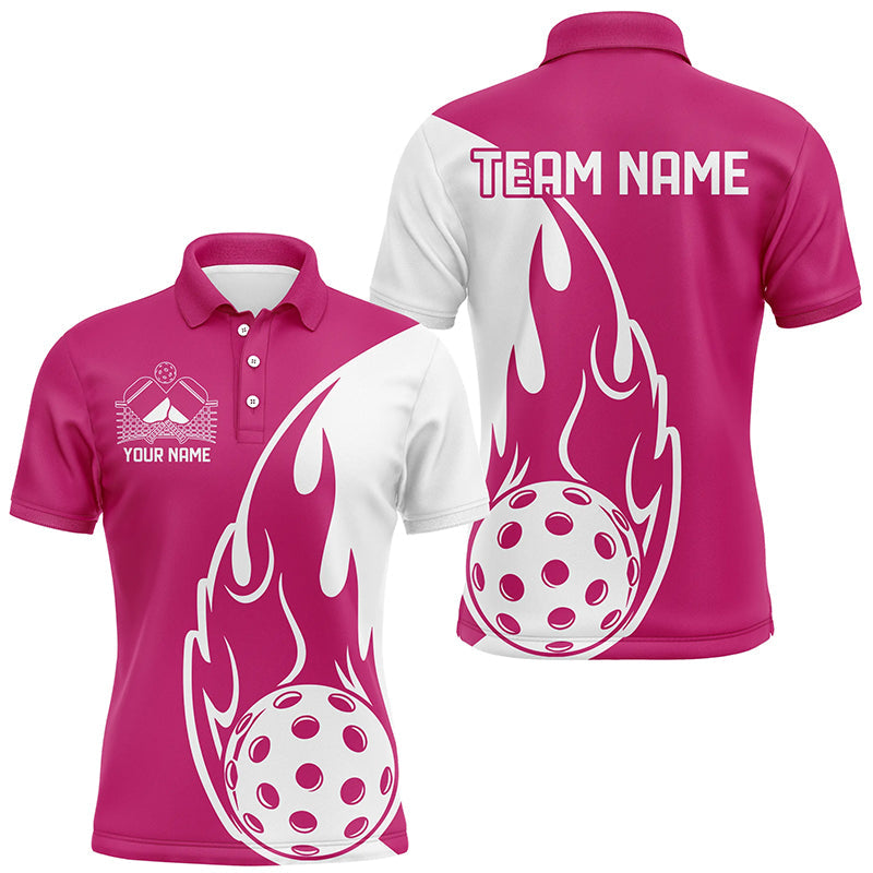 Custom Pink Flame Pickleball Shirts For Men, Pickleball Team Uniform Men'S Outfit IPHW7451