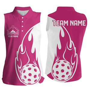 Custom Pink Flame Pickleball Shirts For Women, Pickleball Team Uniform Women'S Outfit IPHW7451