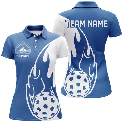 Custom Blue Flame Pickleball Shirts For Women, Pickleball Team Uniform Women'S Outfit IPHW7452