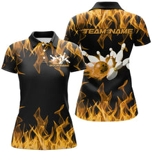 Load image into Gallery viewer, Black And Yellow Vibrant Flame Custom Men&#39;s Bowling Team Uniform, Bowling Tournament Shirts IPHW7716