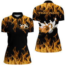 Load image into Gallery viewer, Black And Yellow Vibrant Flame Custom Men&#39;s Bowling Team Uniform, Bowling Tournament Shirts IPHW7716