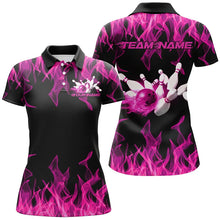 Load image into Gallery viewer, Black And Pink Vibrant Flame Custom Men&#39;s Bowling Team Uniform, Bowling Tournament Shirts IPHW7717