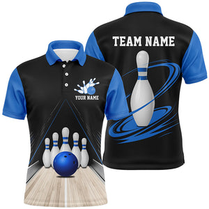 Classic Black And Blue Custom Bowling Shirts For Men, Bowling Lane Vintage Bowling Team Shirt IPHW7719