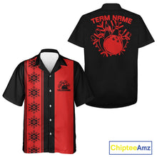 Load image into Gallery viewer, Custom Retro 50S Christmas Bowling Button Up Shirts, Vintage Xmas Bowling Shirt IPHW10105