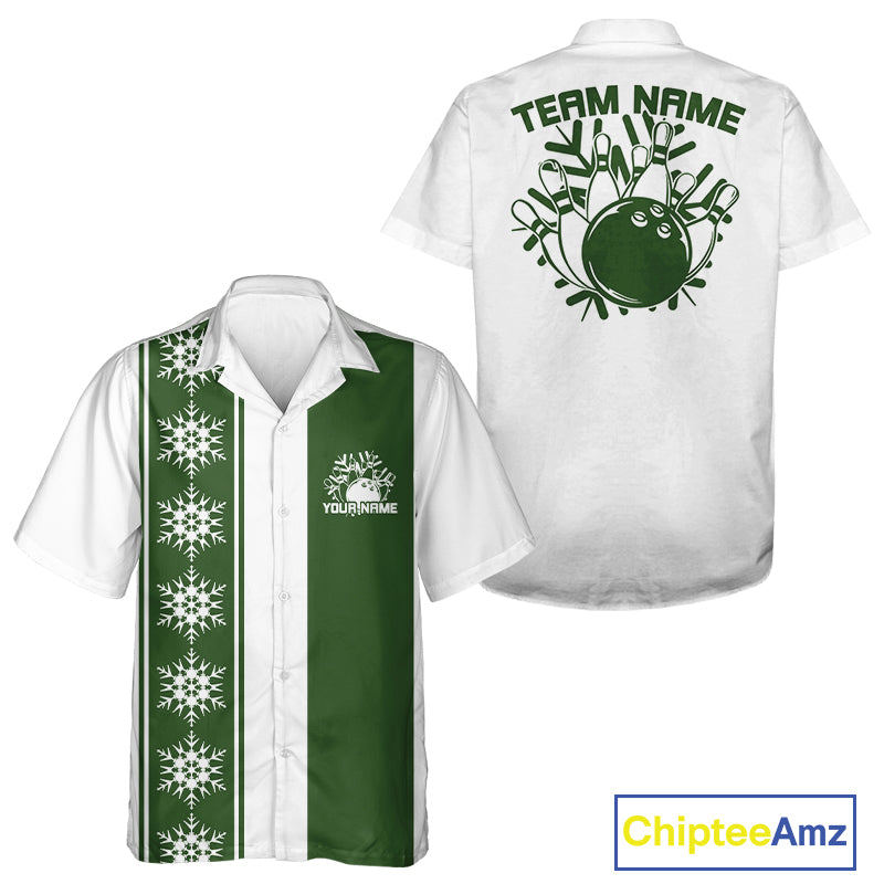 Custom Retro 50S Christmas Bowling Button Up Shirts, Vintage Xmas Bowling Shirt IPHW10105