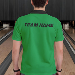 Custom Green St Patricks Day Funny Skull Drink Beer Bowling Polo Shirts For Men IPHW8381