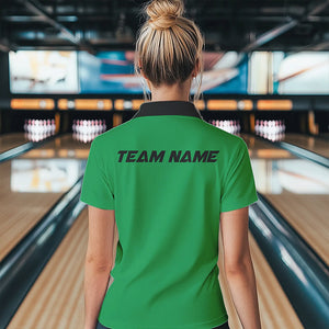 Custom Green St Patricks Day Funny Skull Drink Beer Bowling Polo Shirts For Women IPHW8381