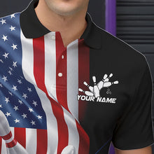 Load image into Gallery viewer, Custom US Flag Bowling League Shirts, Patriotic Bowling Team Polo Shirts For Men IPHW8384