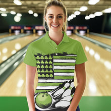 Load image into Gallery viewer, Custom Saint Patricks Bowling Polo Shirts For Women, Shamrock Flag US Bowling Team Shirt IPHW8576