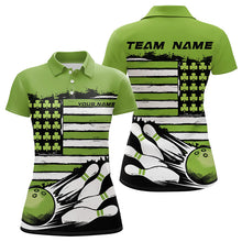 Load image into Gallery viewer, Custom Saint Patricks Bowling Polo Shirts For Women, Shamrock Flag US Bowling Team Shirt IPHW8576