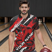 Load image into Gallery viewer, Custom Black And Red Cobra Snake Bowling Jerseys, Bowling Team Polo Shirts For Men IPHW8580