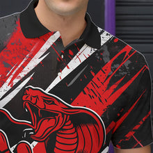Load image into Gallery viewer, Custom Black And Red Cobra Snake Bowling Jerseys, Bowling Team Polo Shirts For Men IPHW8580