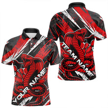 Load image into Gallery viewer, Custom Black And Red Cobra Snake Bowling Jerseys, Bowling Team Polo Shirts For Men IPHW8580
