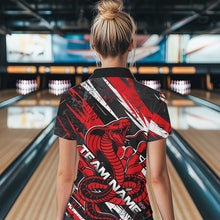 Load image into Gallery viewer, Custom Black And Red Cobra Snake Bowling Jerseys, Bowling Team Womens Quarter-Zip Shirts IPHW8580