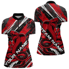 Load image into Gallery viewer, Custom Black And Red Cobra Snake Bowling Jerseys, Bowling Team Womens Quarter-Zip Shirts IPHW8580