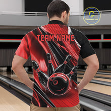 Load image into Gallery viewer, Custom Black And Red Bowling Jerseys For Men, Bowling Team Quarter-Zip Shirts With Name IPHW10965