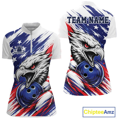 Patriotic Bowling shirt with eagle design and American flag