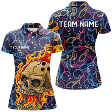 Load image into Gallery viewer, Custom Bowling Shirts For Women, Skull Bowling Team Shirts Bowling Pin IPHW4980