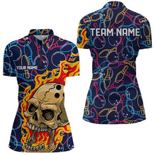 Load image into Gallery viewer, Custom Bowling Shirts For Women, Skull Bowling Team Shirts Bowling Pin IPHW4980