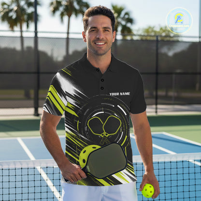 Custom Back And Green Pickleball Team Men Polo Shirt, Pickleballer Jersey IPHW11899