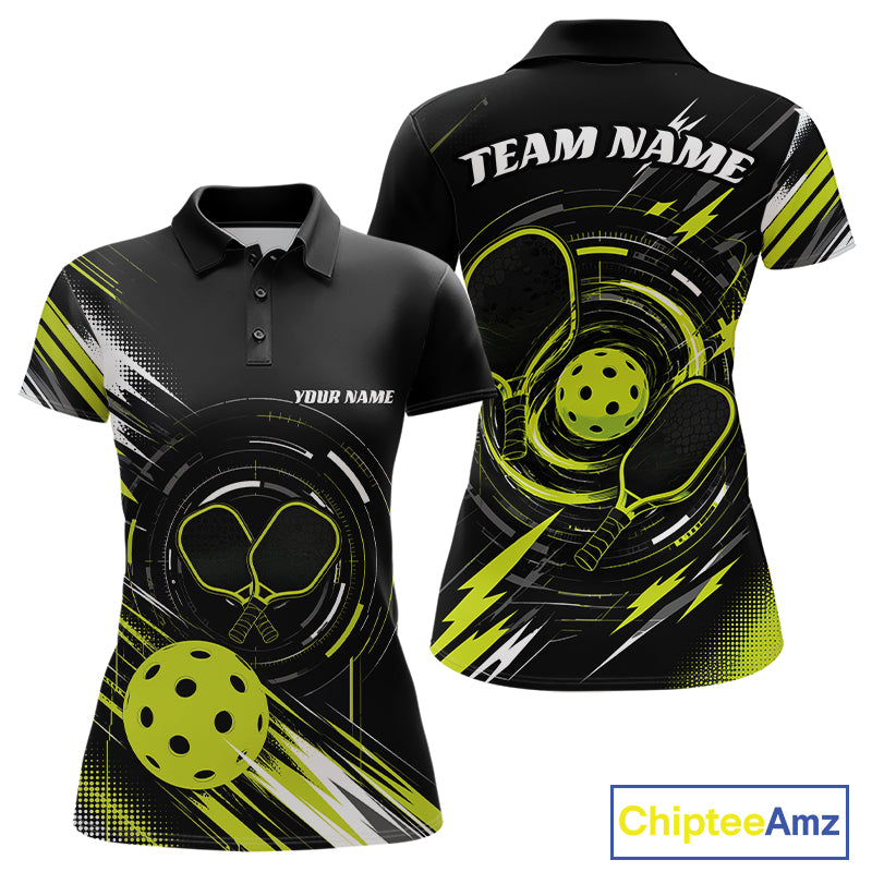 Custom Back And Green Pickleball Team Women Polo Shirt, Pickleballer Jersey IPHW11899