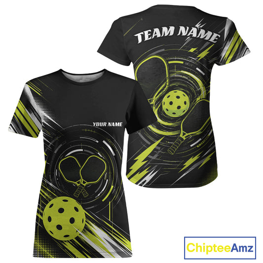 Custom Back And Green Pickleball Team Women T-Shirts, Pickleballer Jersey IPHW11899