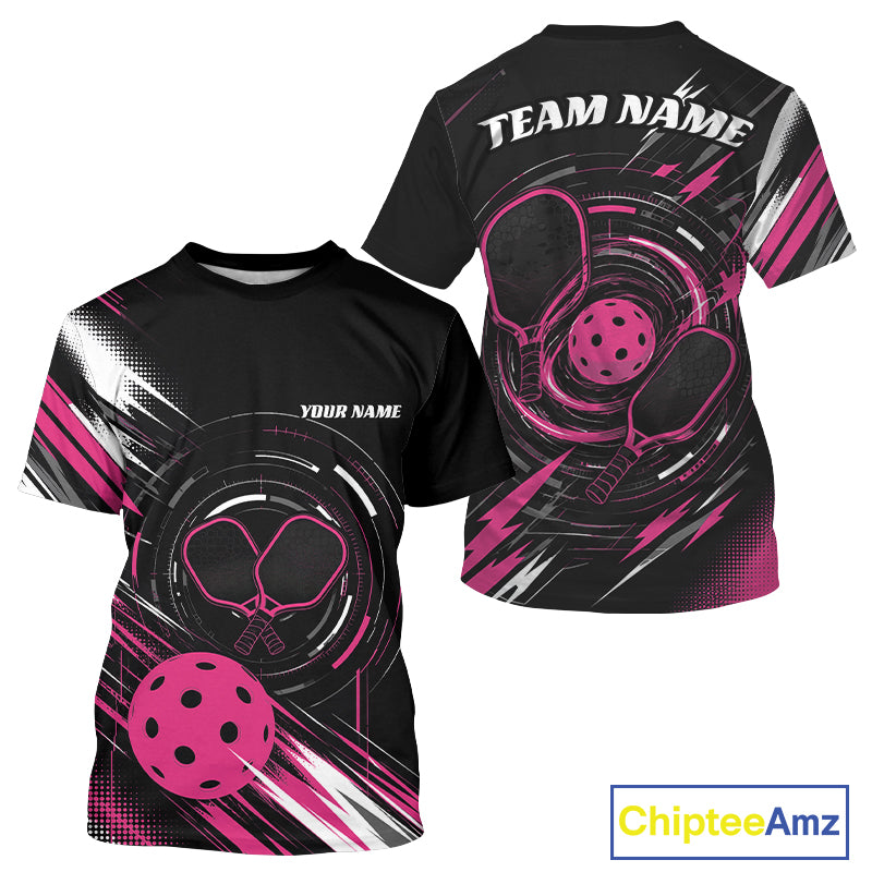 Custom Back And Pink Pickleball Team Men T-Shirts, Pickleballer Jersey IPHW11902