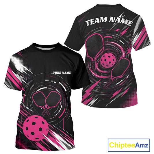 Custom Back And Pink Pickleball Team Men T-Shirts, Pickleballer Jersey IPHW11902