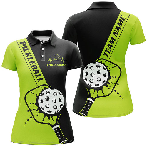 Black And Green Custom Pickleball Team Shirts For Women, Women'S Pickleball Outfit IPHW7458