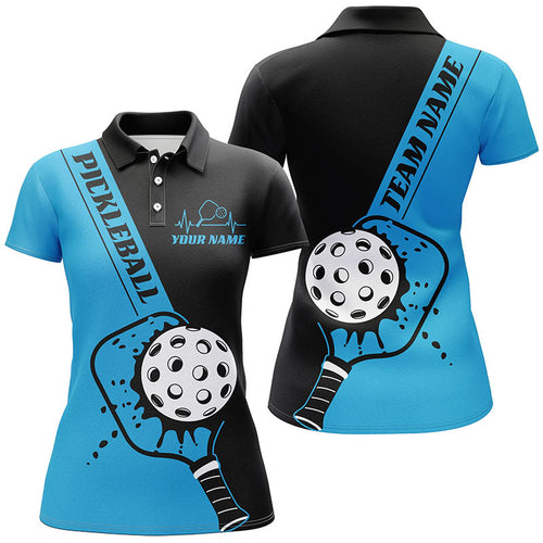 Black And Blue Custom Pickleball Team Shirts For Women, Women'S Pickleball Outfit IPHW7460