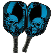 Load image into Gallery viewer, Black And Blue Flame Skull Custom Pickleball Paddle, Halloween Pickleball Paddles Pickleball Gifts IPHW7471