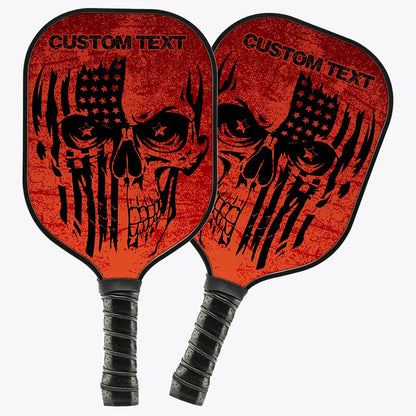 American Flag Skull Custom Us Pickleball Paddle, Patriotic Pickleball Paddle Halloween Pickleball Gifts IPHW7473