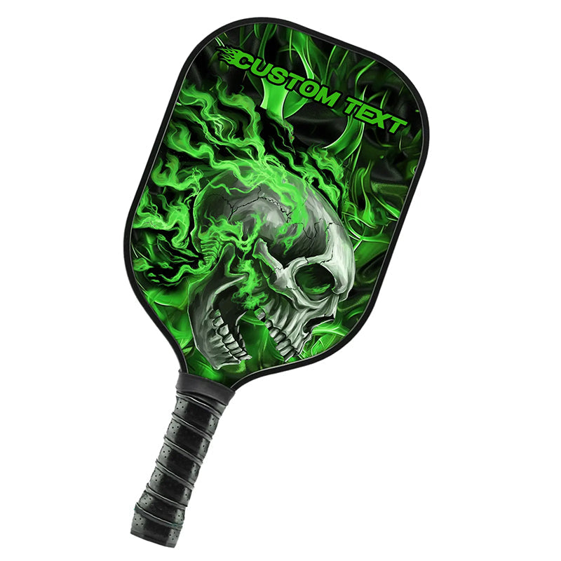 Green Flame Skull Custom Pickleball Paddle For Men And Women, Halloween Pickleball Gifts Pickleball Rackets IPHW7474