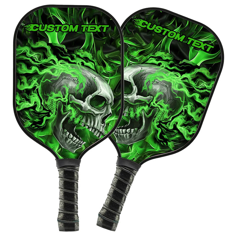 Green Flame Skull Custom Pickleball Paddle For Men And Women, Halloween Pickleball Gifts Pickleball Rackets IPHW7474