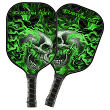Load image into Gallery viewer, Green Flame Skull Custom Pickleball Paddle For Men And Women, Halloween Pickleball Gifts Pickleball Rackets IPHW7474