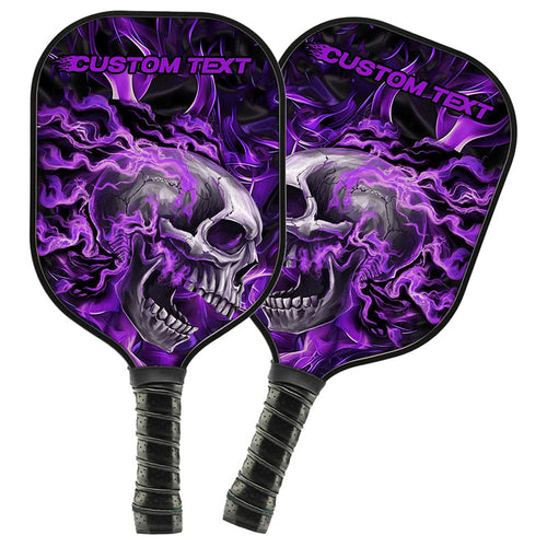 Purple Flame Skull Custom Pickleball Paddle For Men And Women, Halloween Pickleball Gifts Pickleball Rackets IPHW7475