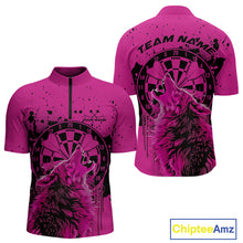 Load image into Gallery viewer, Custom Grunge Splatter Pink Wolf Dart Men Quarter-Zip Shirt, Wolf Dart Team Jerseys IPHW10016