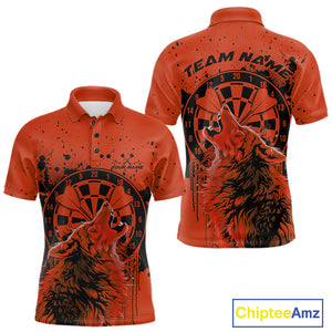 Custom Grunge Splatter Orange Wolf Dart Men Polo Shirt, Wolf Dart Team Jerseys IPHW10017