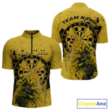 Load image into Gallery viewer, Custom Grunge Splatter Yellow Wolf Dart Men Quarter-Zip Shirt, Wolf Dart Team Jerseys IPHW10018