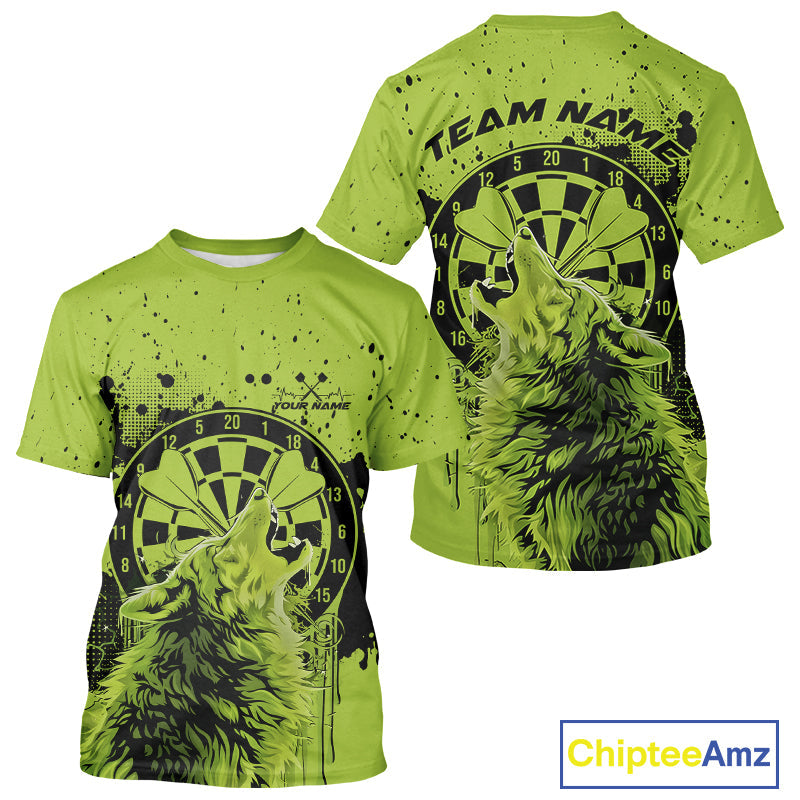Custom Grunge Splatter Olive Green Wolf Dart Men T-Shirts, Wolf Dart Team Jerseys IPHW10019
