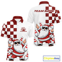 Load image into Gallery viewer, Custom Funny Santa Claus Christmas Bowling Men Polo Shirts, Xmas Bowling Team Shirt IPHW10110