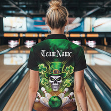 Load image into Gallery viewer, Custom Saint Patricks Day Leprechaun Skull Bowling Polo Shirts, Lucky Bowling Team Shirt IPHW8582