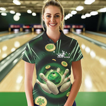 Load image into Gallery viewer, Custom Lucky Strike Saint Patricks Bowling Polo Team Shirts For Women, Green Bowling Shirt IPHW8583