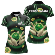 Load image into Gallery viewer, Custom Lucky Strike Saint Patricks Bowling Polo Team Shirts For Women, Green Bowling Shirt IPHW8583